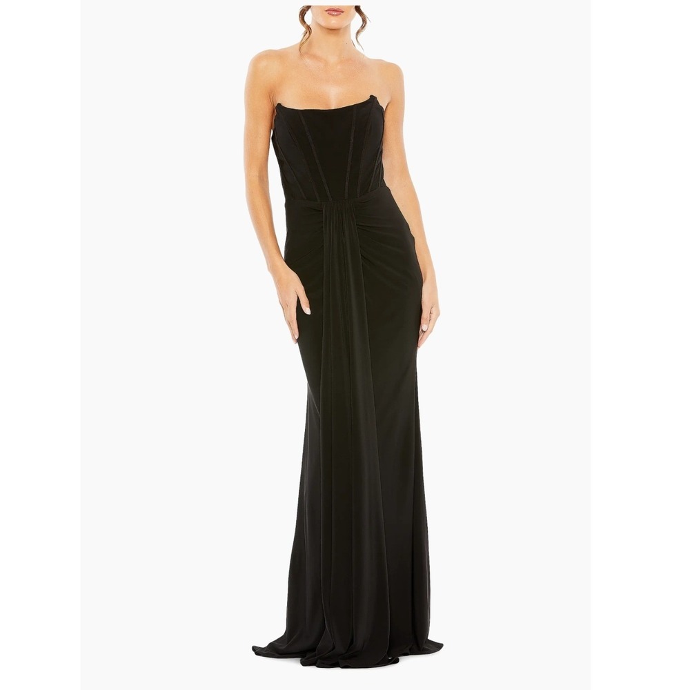 Mac Duggal Ieena Strapless Jersey Drape Gown Black Sz 14 Formal